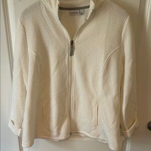 Kim Rogers Ivory Chevron Zip Jacket